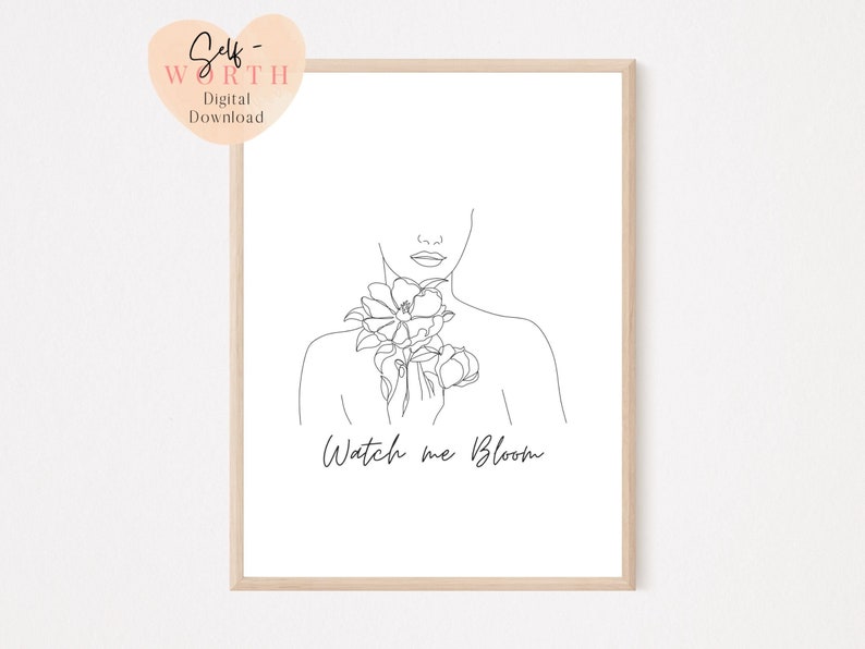 line Art of women | Flower line art| Empowerment Art | Feminist Art | Self Love Art | Mental Health Art | self help art image 1
