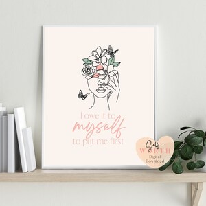 Positive Affirmation Self Love Art| Selbstliebe Kunst| Liebe dich selbst Kunst| Selbstpflege Geschenke | Motivierende Kunst| Selbstliebe Zitat Kunst Bild 2