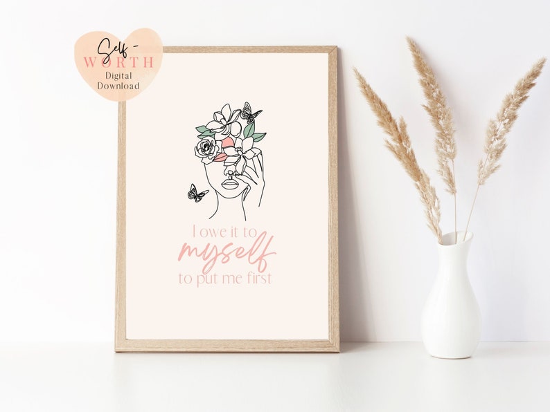 Positive Affirmation Self Love Art| Selbstliebe Kunst| Liebe dich selbst Kunst| Selbstpflege Geschenke | Motivierende Kunst| Selbstliebe Zitat Kunst Bild 1