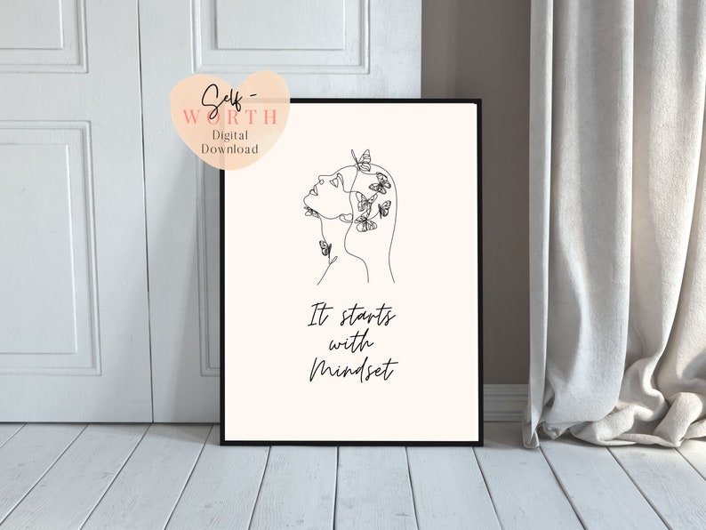 Affirmation wall art Self love art positive wall art Empowerment Art Feminist Art therapy office art Mental Health Art image 3