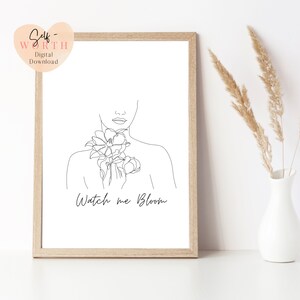 line Art of women | Flower line art| Empowerment Art | Feminist Art | Self Love Art | Mental Health Art | self help art image 2