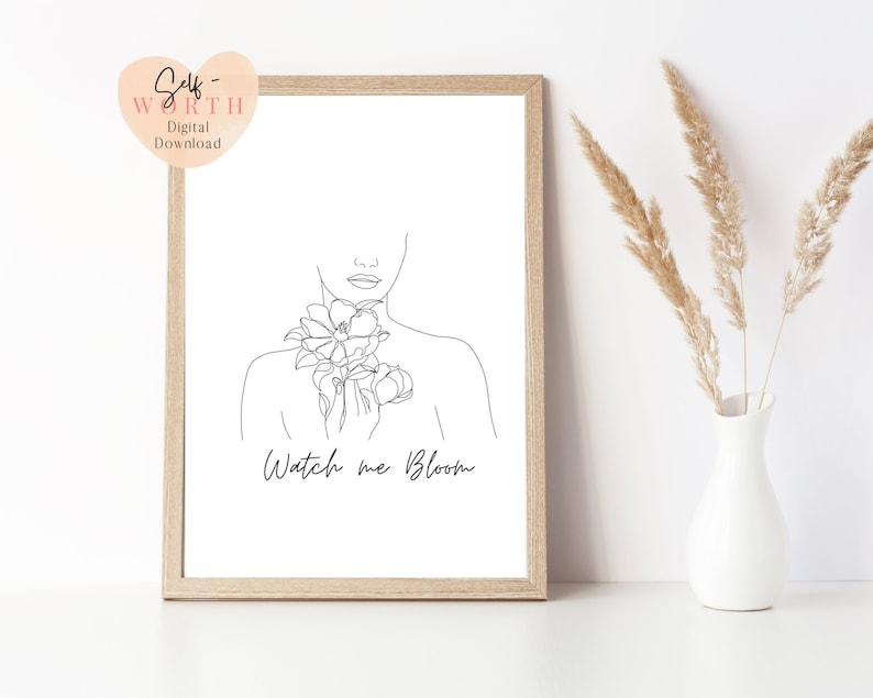 line Art of women | Flower line art| Empowerment Art | Feminist Art | Self Love Art | Mental Health Art | self help art image 2