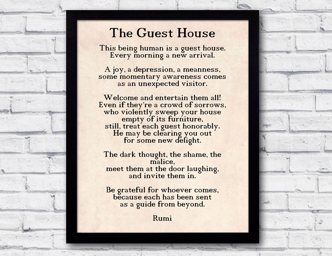 Rumi Quote, the Guest House, Poem by Rumi, Inspiring Poem, Guest House
