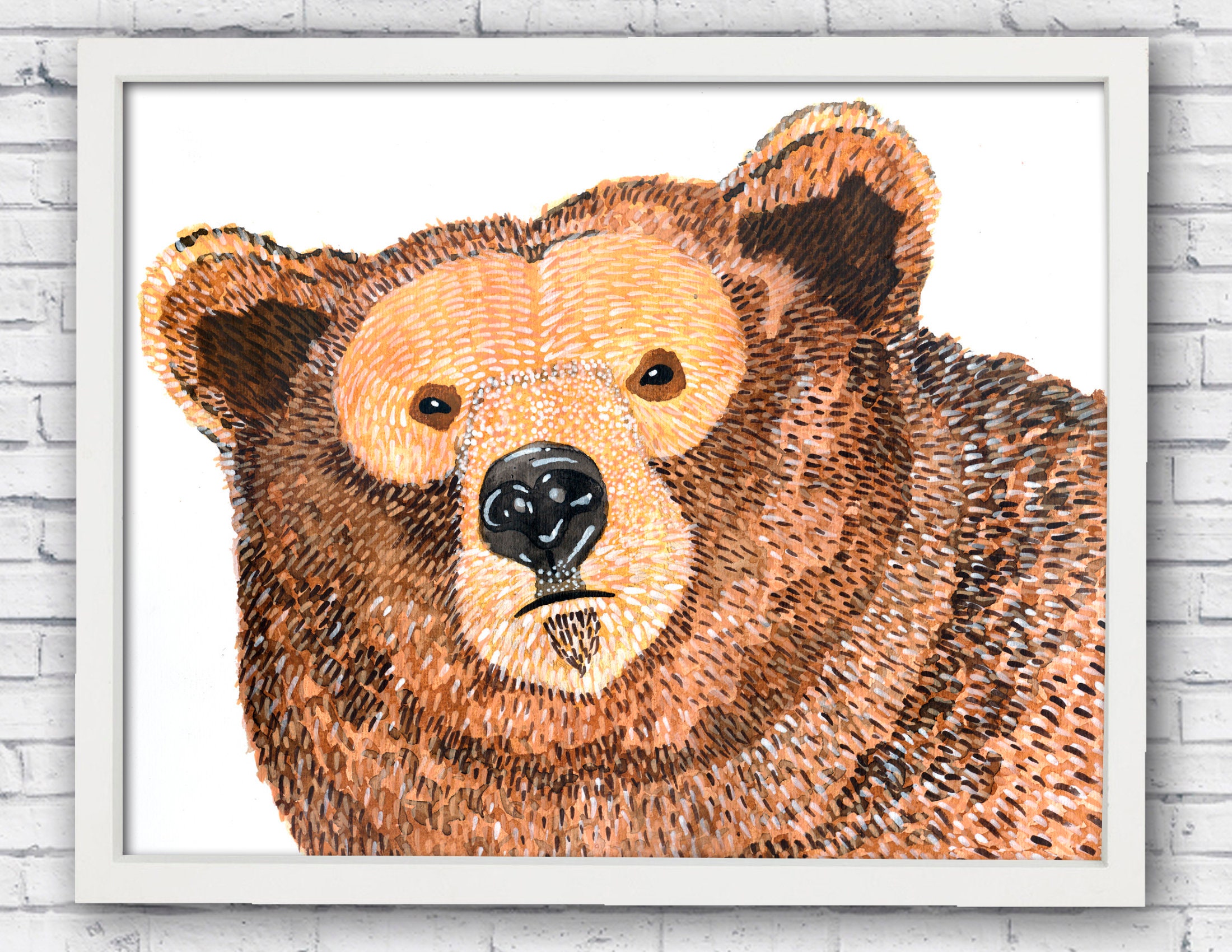 Grizzly bear wall art under 10 dollars in a digital file | Etsy