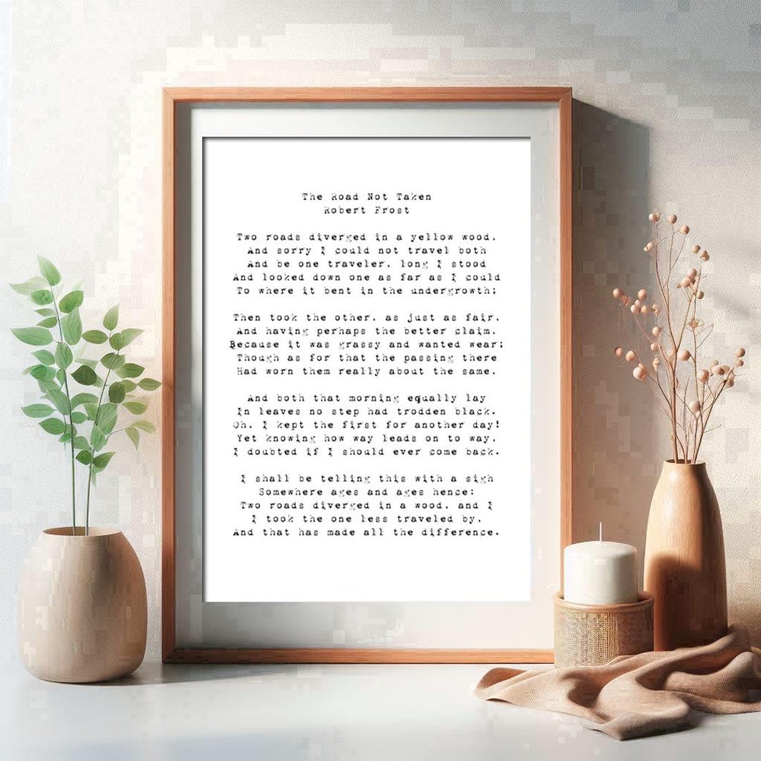Robert Frost, the Road, Not Taken, Printable Wall Art, American Poetry ...