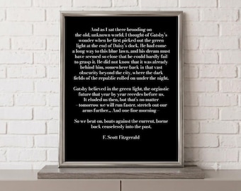 gatsby quote,literary print,book wall art,fitzgerald print,great gatsby,pdf printable,classic decor,book lover gift,reading decor,vintage pr