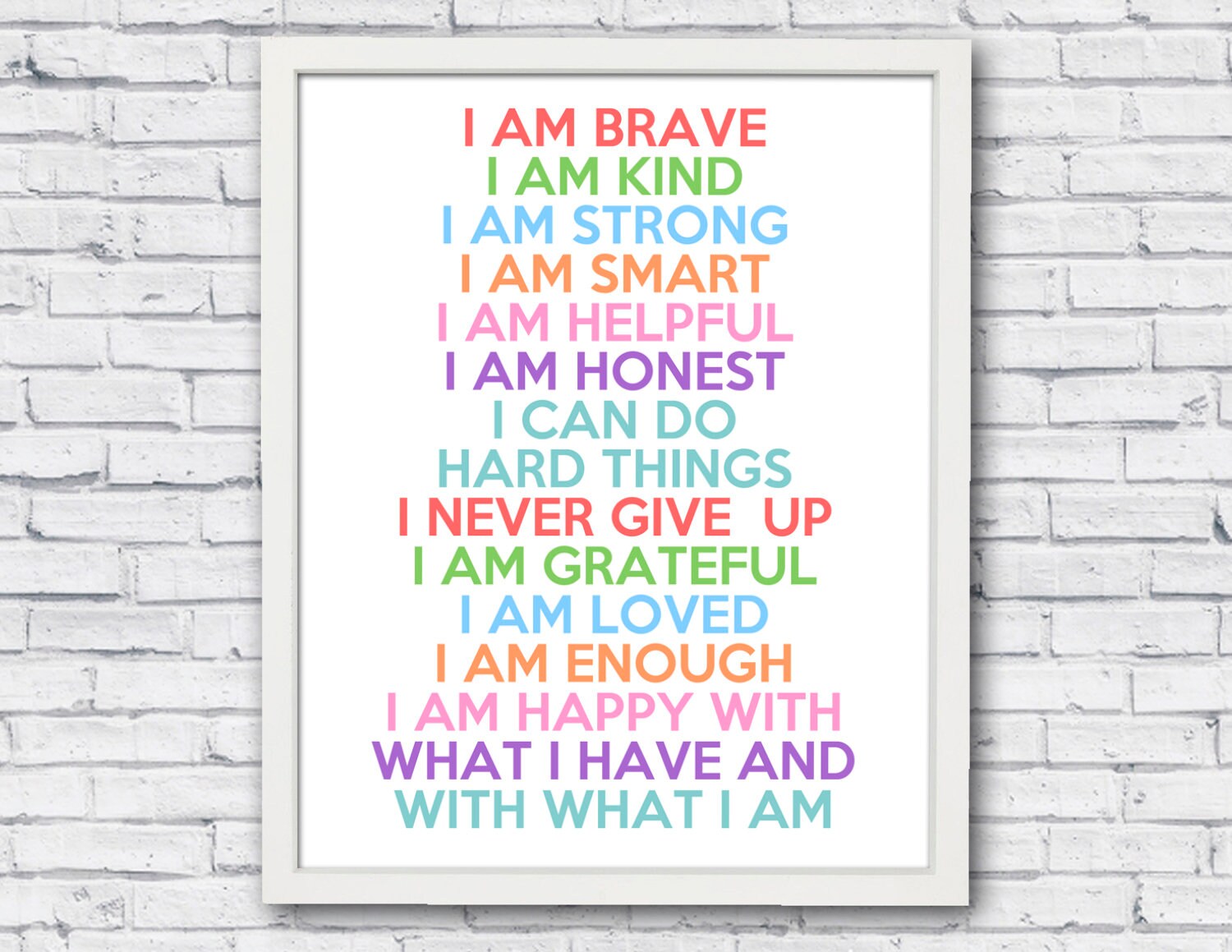 I Am Brave I Am Kind Print Affirmation Wall Art For Kids Etsy I Am Brave I Am Kind Print Affirmation Wall Art For Kids Etsy
