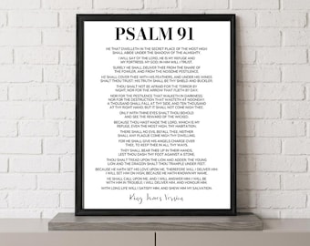 Psalm 91 Wall Art Printable, Christian Bible Verse Print, Scripture Prayer for Protection, Christian Home Decor, Religious Gift, Digital Dow