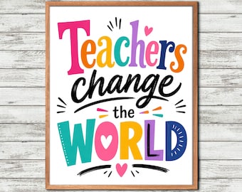 Lerarencadeau, klasdecoratie, decoratie voor de leraar, leraarposter, muurdecoratie voor de leraar, printbaar voor de leraar, print voor in de klas, leraarcitaat, leraar