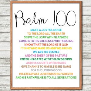 Psalm 100 printable Make a joyful, noise to the Lord, Bible Verse Wall Art, Printable Quote, Christian Poster, Minimalist Scripture, Nursery