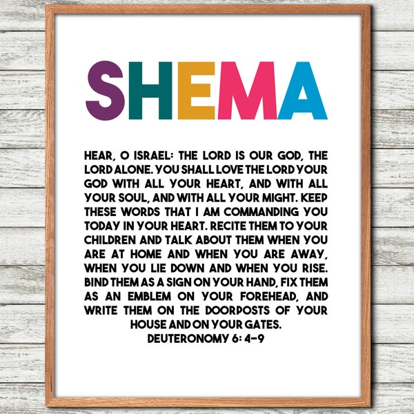 Deuteronomy 6:4-9 Shema Bible Verse Wall Art, Scripture Print Download, Printable Wall Art, Church Decor