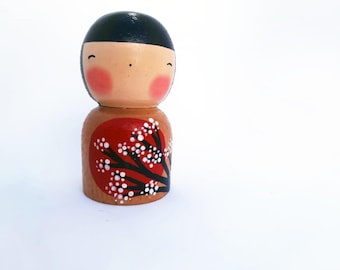 Kokeshi Doll, Heirloom Gift, Baptism Gifts, From Godmother, Baptism Doll, for Baby, Baptism Keepsake, Religious Gift, Christening Gift, Godp