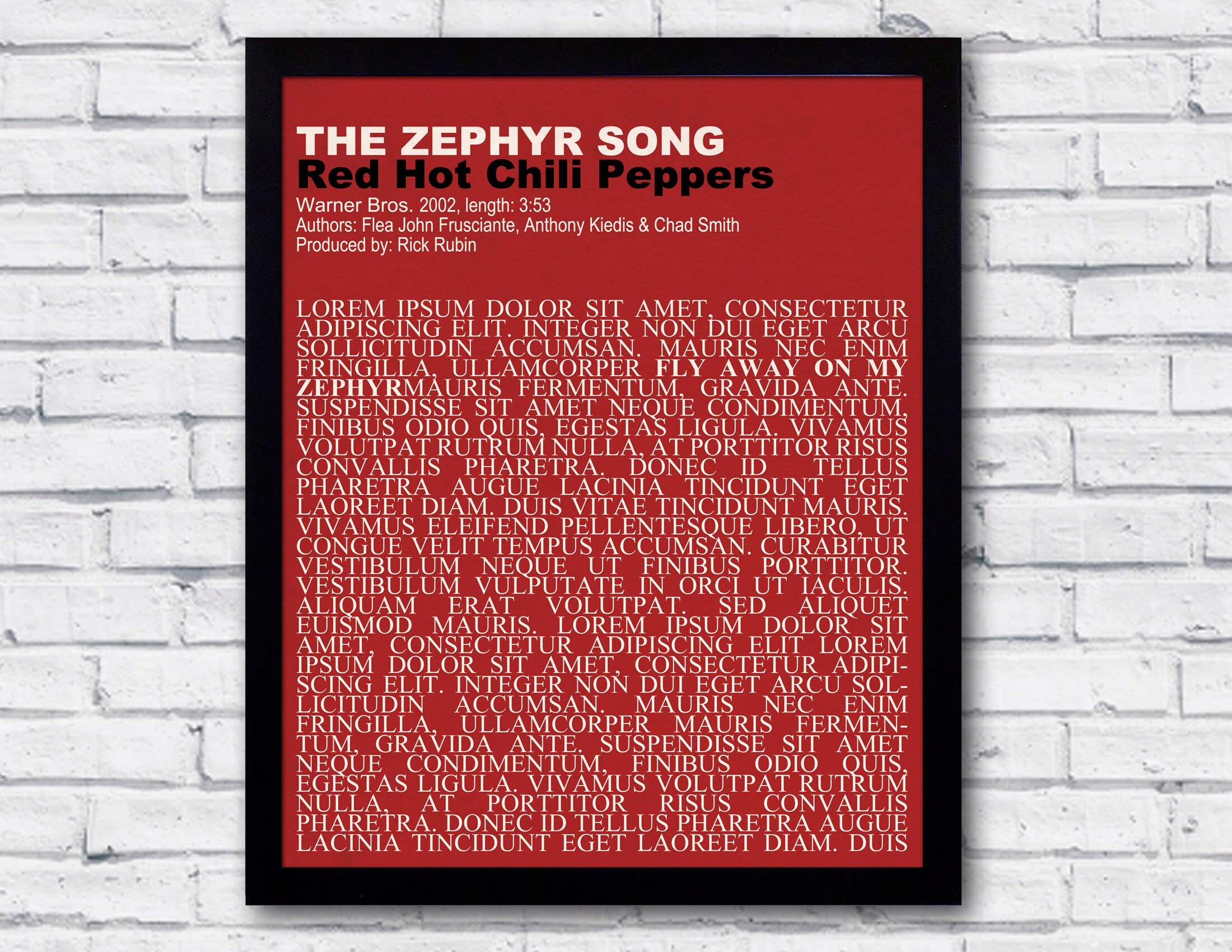 Red Hot Chili Peppers The Zephyr Song Song Lyrics poster | Etsy