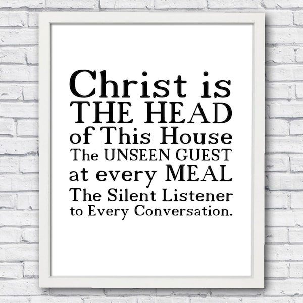 Christian, New Home Gift, Christ is the Head, of this House, Christian Prayer Art Head of Christ New House Gift House Warming Gift Christian