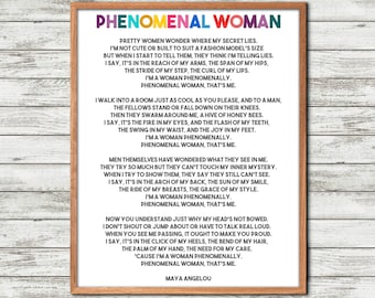Phenomenal Woman Maya Angelou Poem, Maya Angelou Print, Inspirational Poetry, Motivational Gift, Empowering Women, Empowered Woman, Feminist