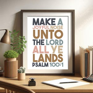 Psalm 100 1, Make a joyful noise, Bible Verse Wall Art, Printable Quote, Christian Poster, Minimalist Scripture, Nursery Bible Print, KJV Bi