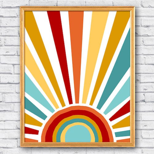 Colorful Wall Art Boho Wall Decor Sun Wall Art Bedroom Wall Etsy