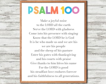 Psalm 100 printable Make a joyful, noise to the Lord, Bible Verse Wall Art, Printable Quote, Christian Poster, Minimalist Scripture, Nursery