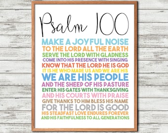 Psalm 100 printable Make a joyful, noise to the Lord, Bible Verse Wall Art, Printable Quote, Christian Poster, Minimalist Scripture, Nursery