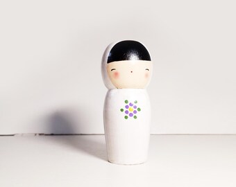 Kokeshi Doll, Heirloom Gift, Baptism Gifts, From Godmother, Baptism Doll, for Baby, Baptism Keepsake, Religious Gift, Christening Gift, Godp