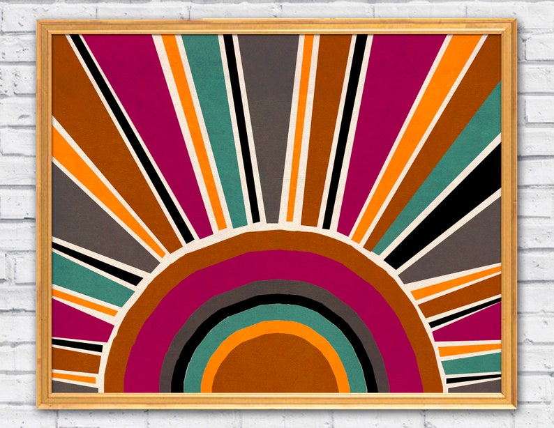 Abstract sun Print bursting sun rays Abstract Wall Art Etsy