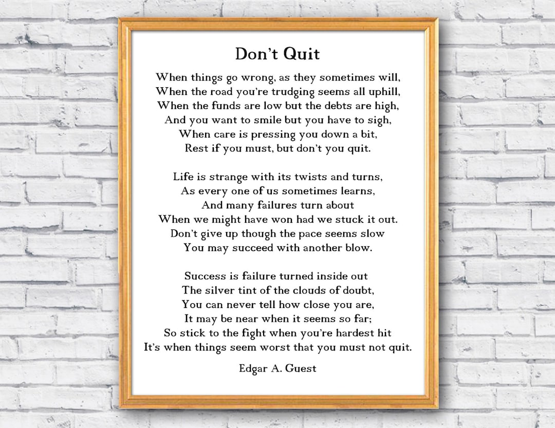 Don't Quit Poem, Don't Quit, Motivational Poem, Inspiring Poem ...