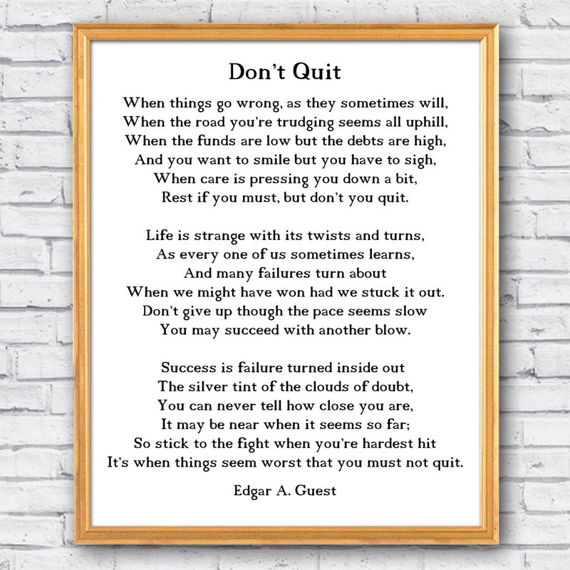 Dont Quit Poem - Etsy