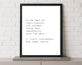 gatsby quote, fitzgerald print, book quote art, literary poster, classic book art, printable wall, book lover gift, vintage decor, reading n