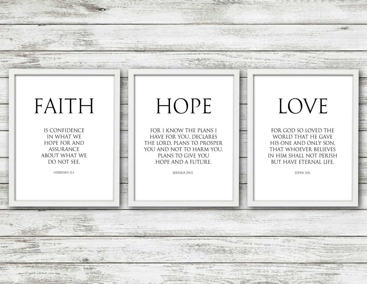 Faith Hope Love Bible Verse Wall Art Set of 3 Prints - Etsy