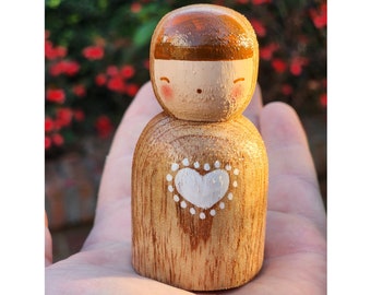 Kokeshi Doll, Heirloom Gift, Baptism Gifts, From Godmother, Baptism Doll, for Baby, Baptism Keepsake, Religious Gift, Christening Gift, Godp