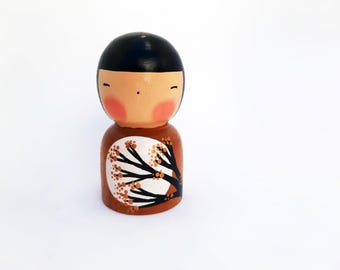 Kokeshi Doll, Heirloom Gift, Baptism Gifts, From Godmother, Baptism Doll, for Baby, Baptism Keepsake, Religious Gift, Christening Gift, Godp