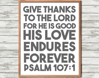 Bible Verse Printable Give Thanks to the Lord Wall Art - Etsy