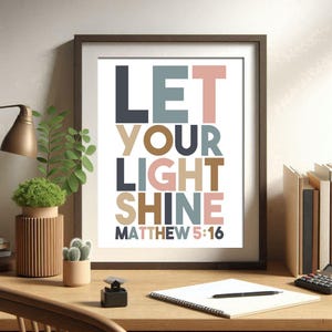 Let your, light shine, Matthew 5 16, Bible Verse Wall Art, Printable Quote, Christian Poster, Minimalist Scripture, Nursery Bible Print, KJV