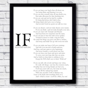 IF Poem, Art Print, IF Poem by, Rudyard Kipling, Art Print, IF Poster, If Poem Poster, If Poem Print, If Poem Wall Art, If you can