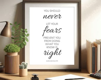 Courage Quote Printable Poster Do Not Let Fear Stop You Inspirational Wall Art Motivational Feminine Decor