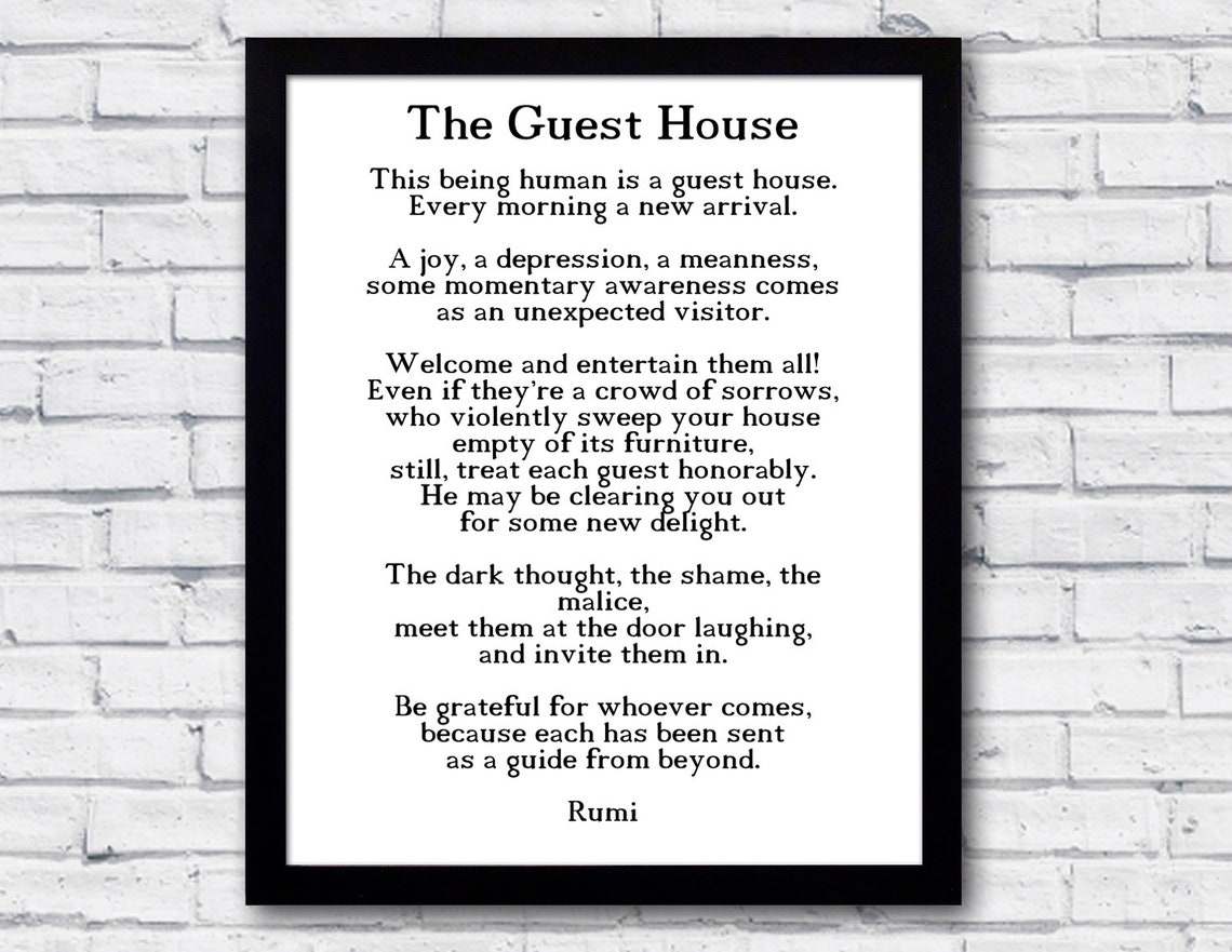 Rumi Quote, the Guest House, Poem by Rumi, Inspiring Poem, Guest House