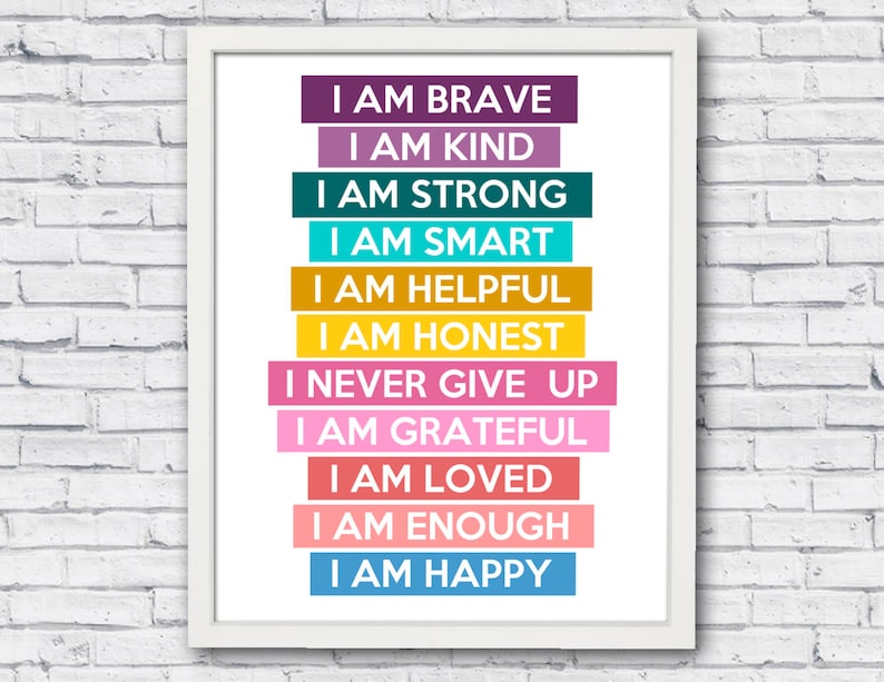 Kids Positive Affirmation print Mindfulness kids wall image 0