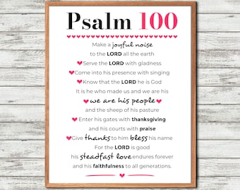 Psalm 100 printable Make a joyful, noise to the Lord, Bible Verse Wall Art, Printable Quote, Christian Poster, Minimalist Scripture, Nursery