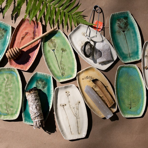 Surprise Ceramic Botanical Anything Dishes - soap dish, spoon rest, jewelry tray