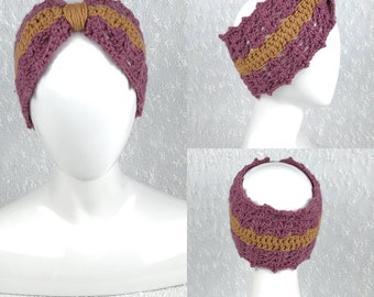 Bohemian Turban Earwarmer, Womens Head band ear warmer, summer crochet headband, Boho Head Warmers, Ear warmers crochet for women