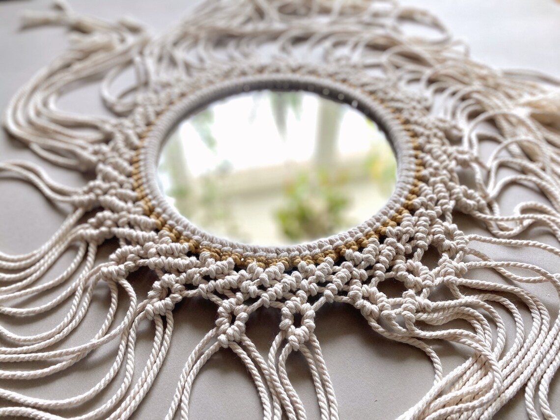 DIY Macrame/Mirror boho/ Cotton rope/Mirror in a macrame Etsy