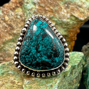 Hubei Province Turquoise set in Sterling Silver RIng Sz 9.5