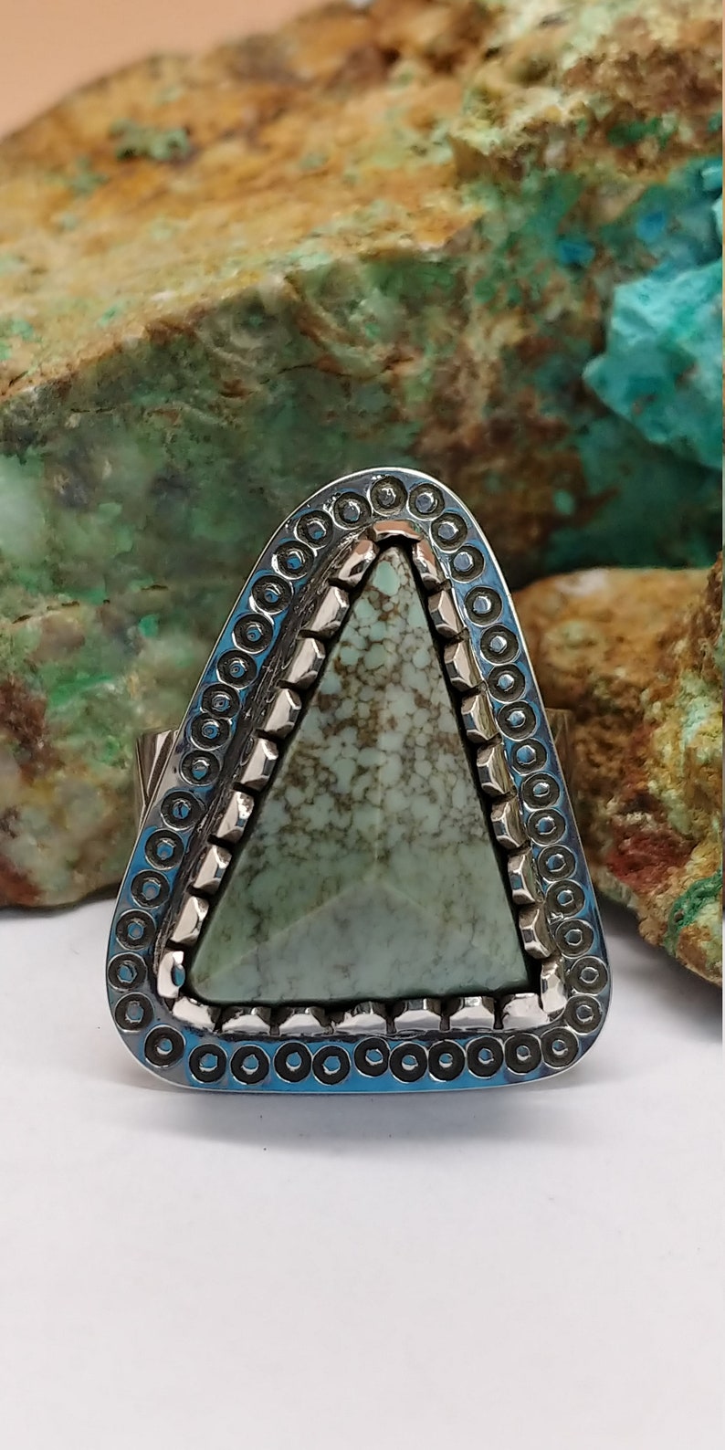 Red River Turquoise set in Sterling Silver Ring Sz 10.75