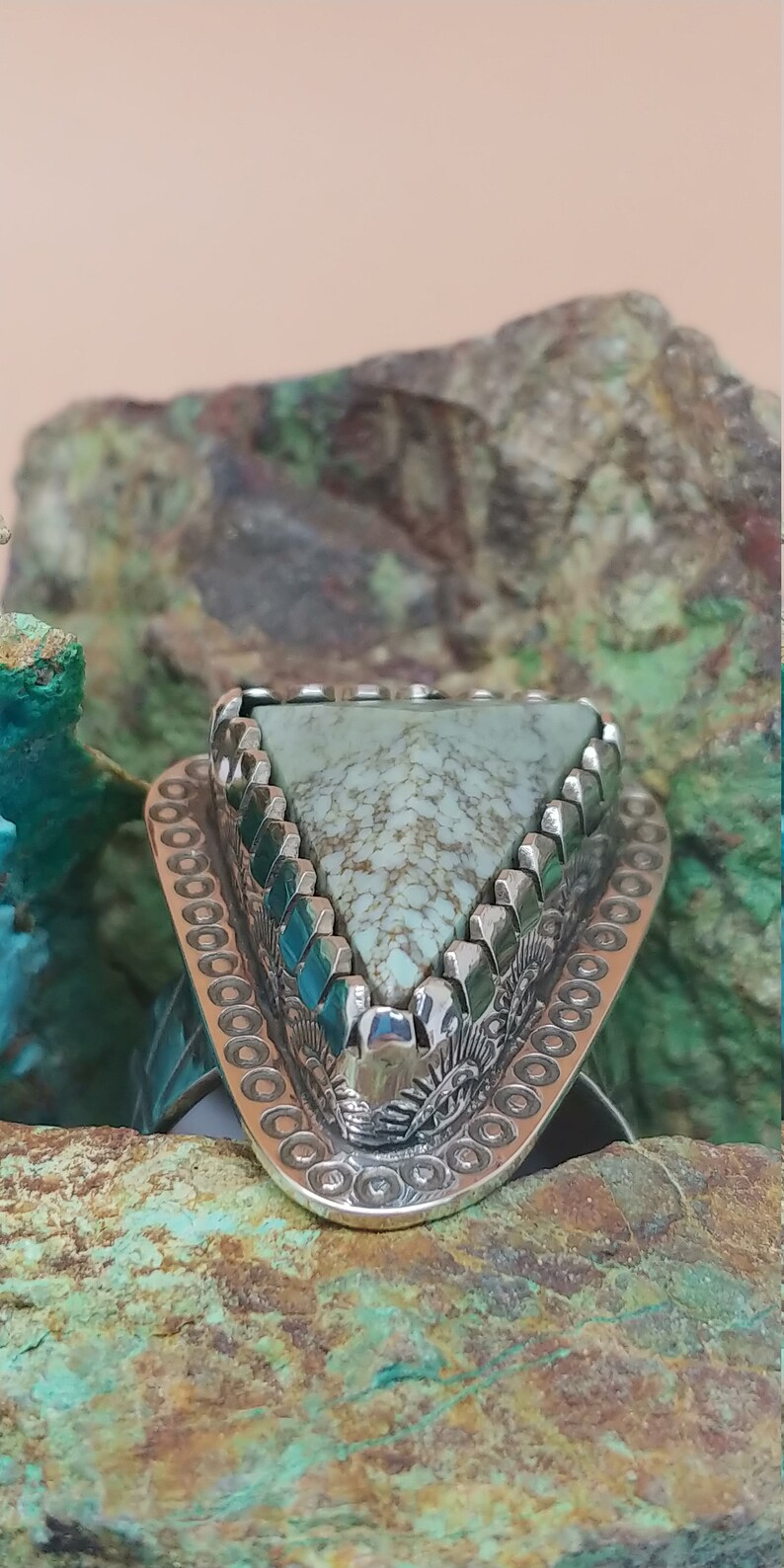 Red River Turquoise set in Sterling Silver Ring Sz 10.75