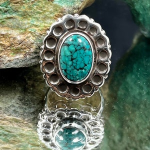 Hubei Turquoise set in Sterling Silver Ring Sz 7