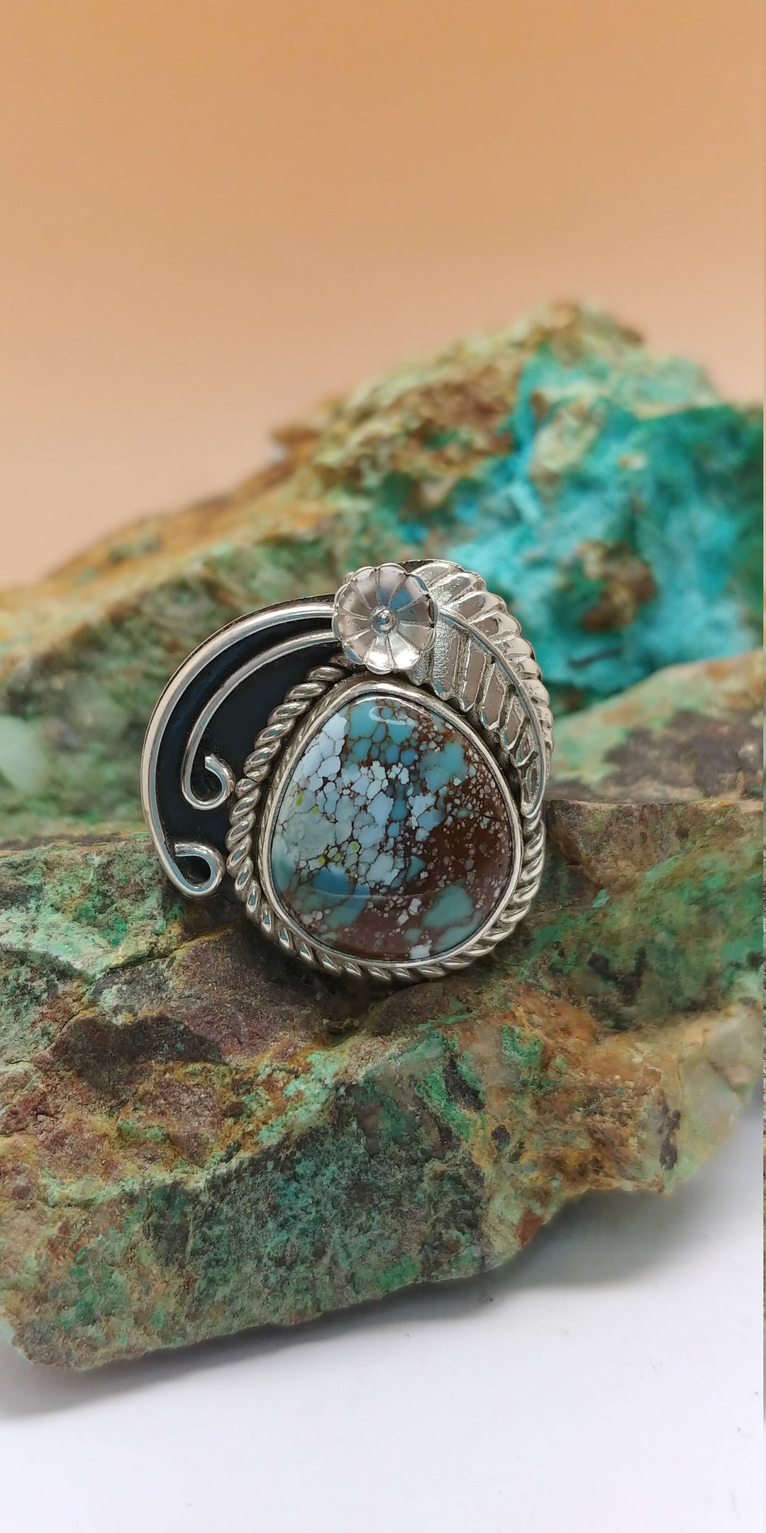 Gobi Desert Turquoise Set in Sterling Silver Ring Sz 7.5 - Etsy
