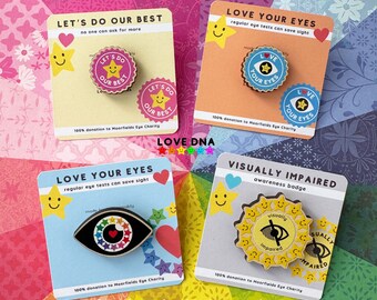 CHARITY badges | Wooden pin badge | Visually impaired | Awareness badge | Love your eyes | Inspired by Origami Lucky stars