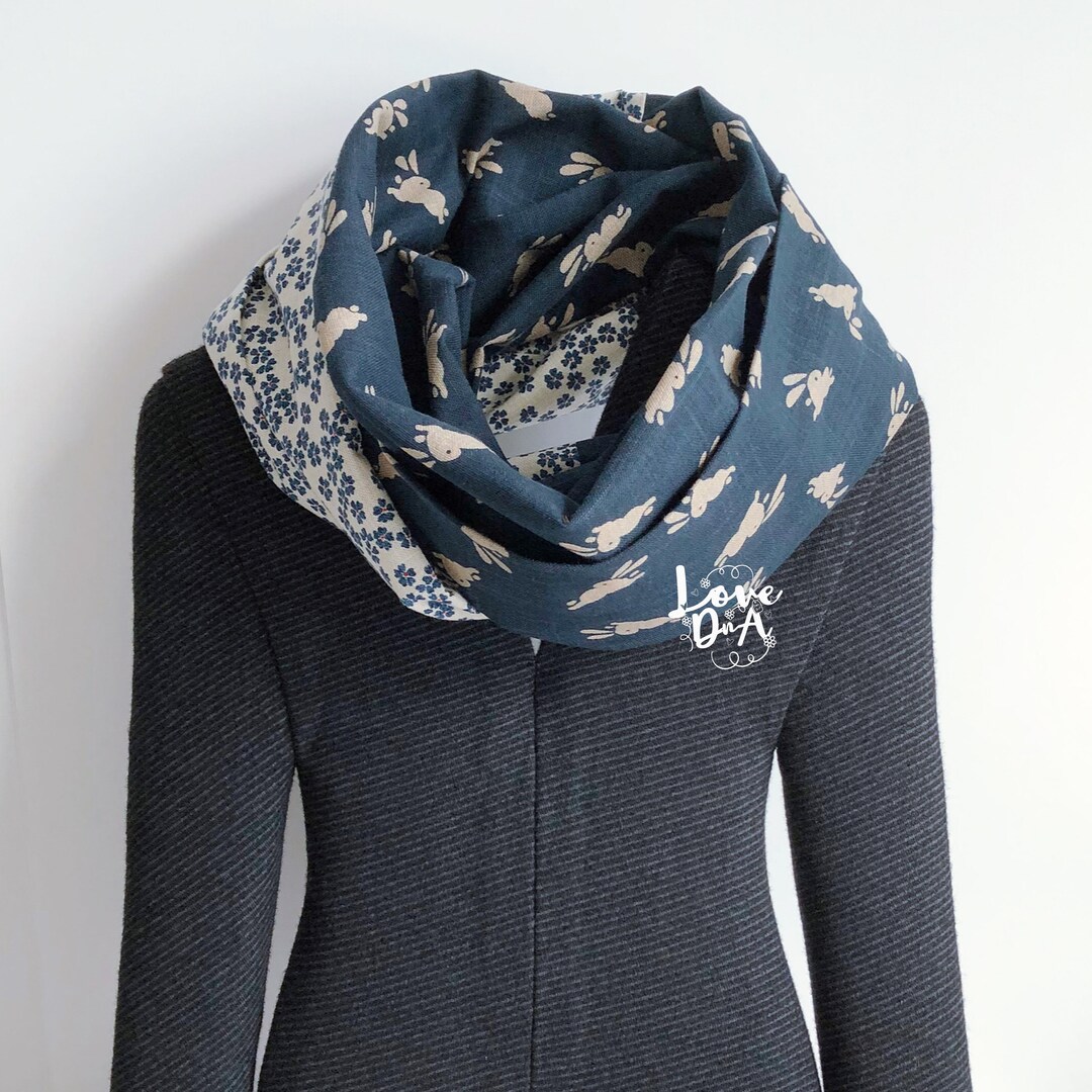 Double Wrap Infinity Scarf 100 Cotton Unisex Japanese Etsy