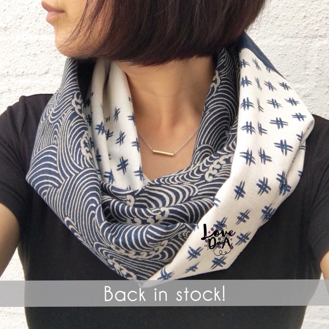 Double Wrap Infinity Scarf 100 Cotton Unisex Japanese Etsy UK