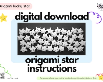 DIGITAL PRINTOUT | Make your own | Origami lucky stars | Paper craft | Digital PDF | Home activity | Craft for all ages | Print at home